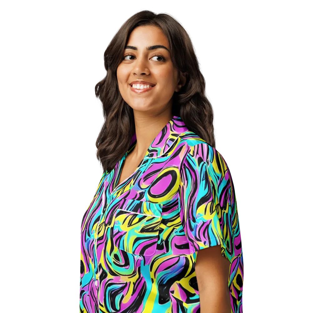 Plasma Twist on Women's Short Sleeve Pajama Top — Left Front