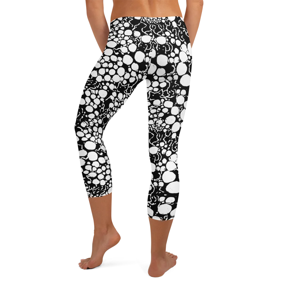 Ink Bubble Riot on Capri Leggings — Back