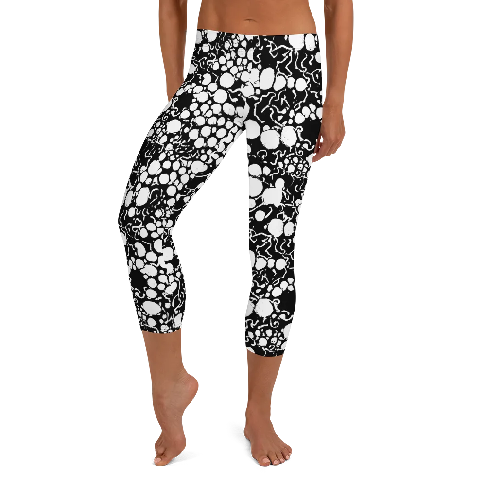 Ink Bubble Riot on Capri Leggings — Front