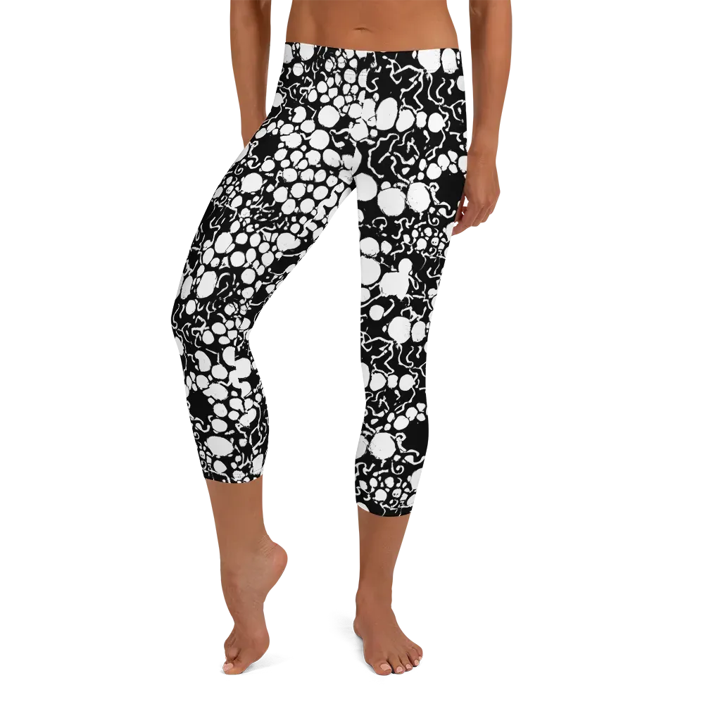 Ink Bubble Riot on Capri Leggings — Front