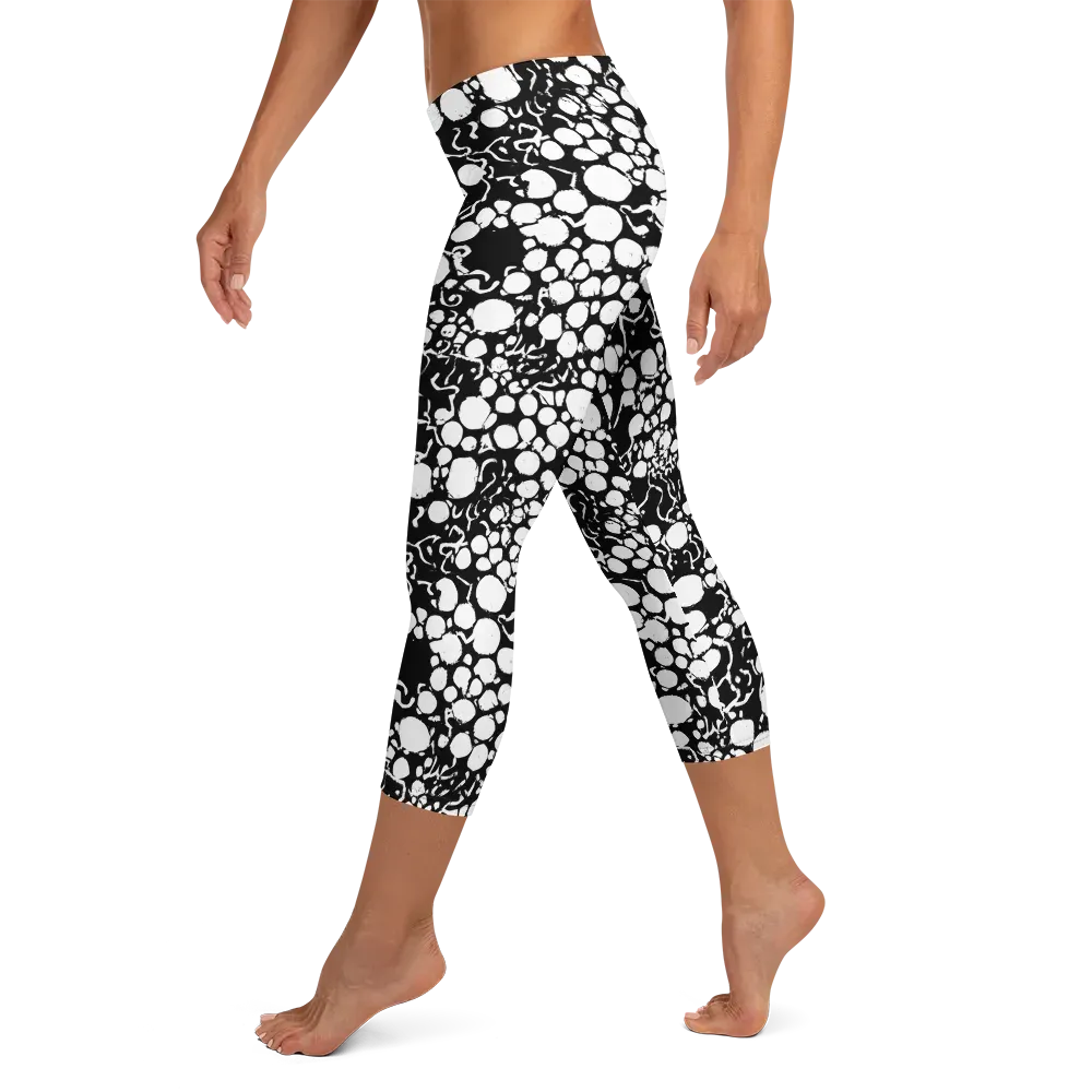 Ink Bubble Riot on Capri Leggings — Left