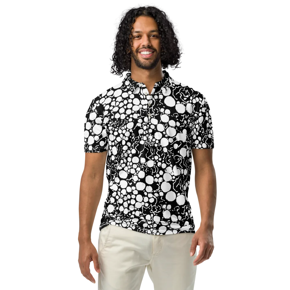 Ink Bubble Riot on Men's Slim Fit Polo Shirt — Front