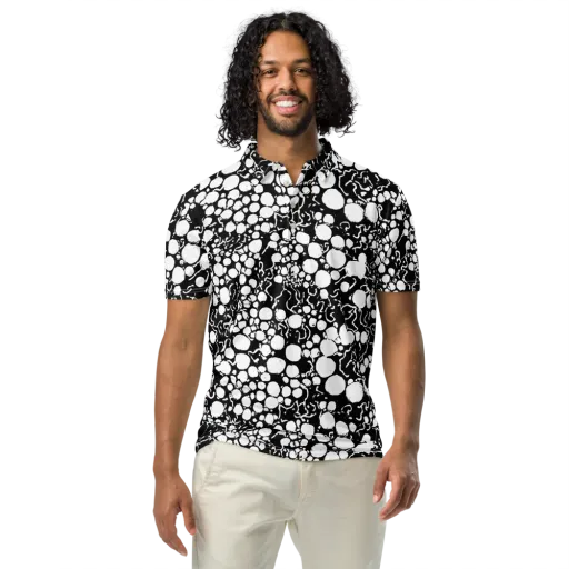 Ink Bubble Riot on a Men's Slim Fit Polo Shirt