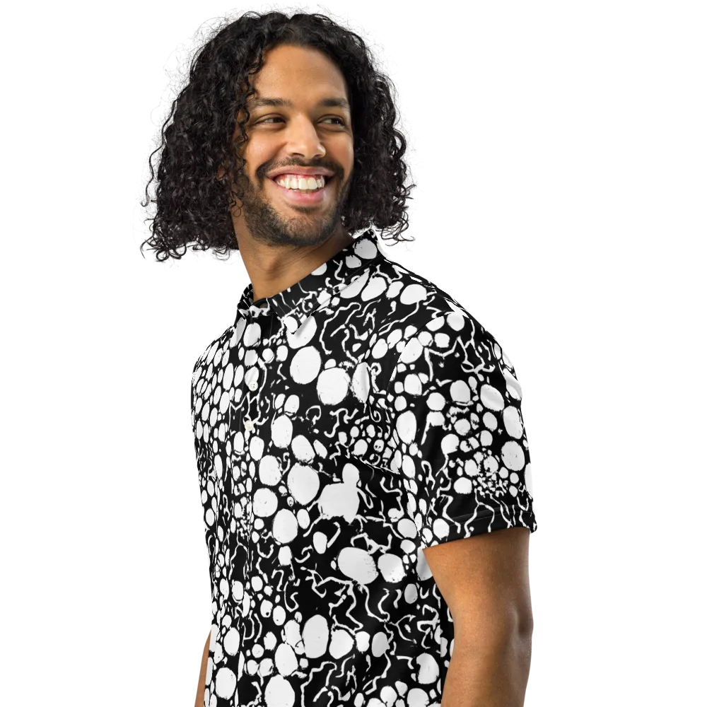Ink Bubble Riot on Men's Slim Fit Polo Shirt — Left Front