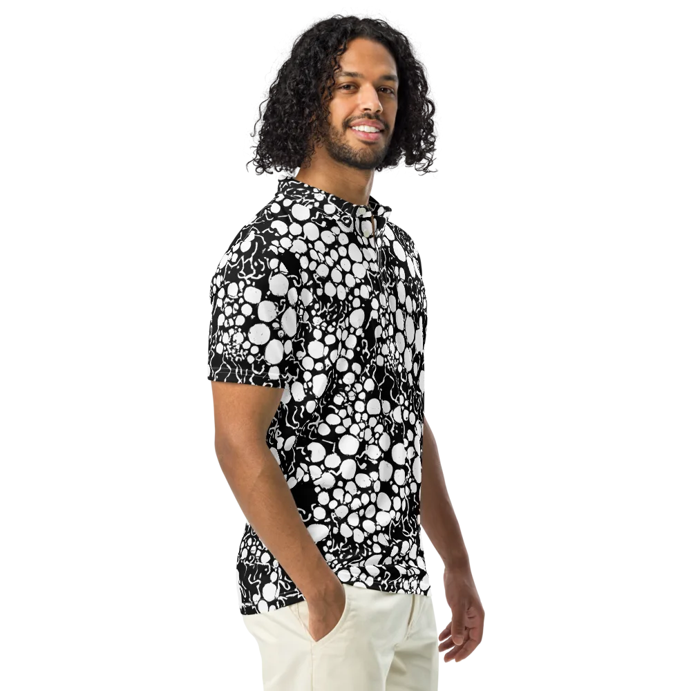 Ink Bubble Riot on Men's Slim Fit Polo Shirt — Right Front