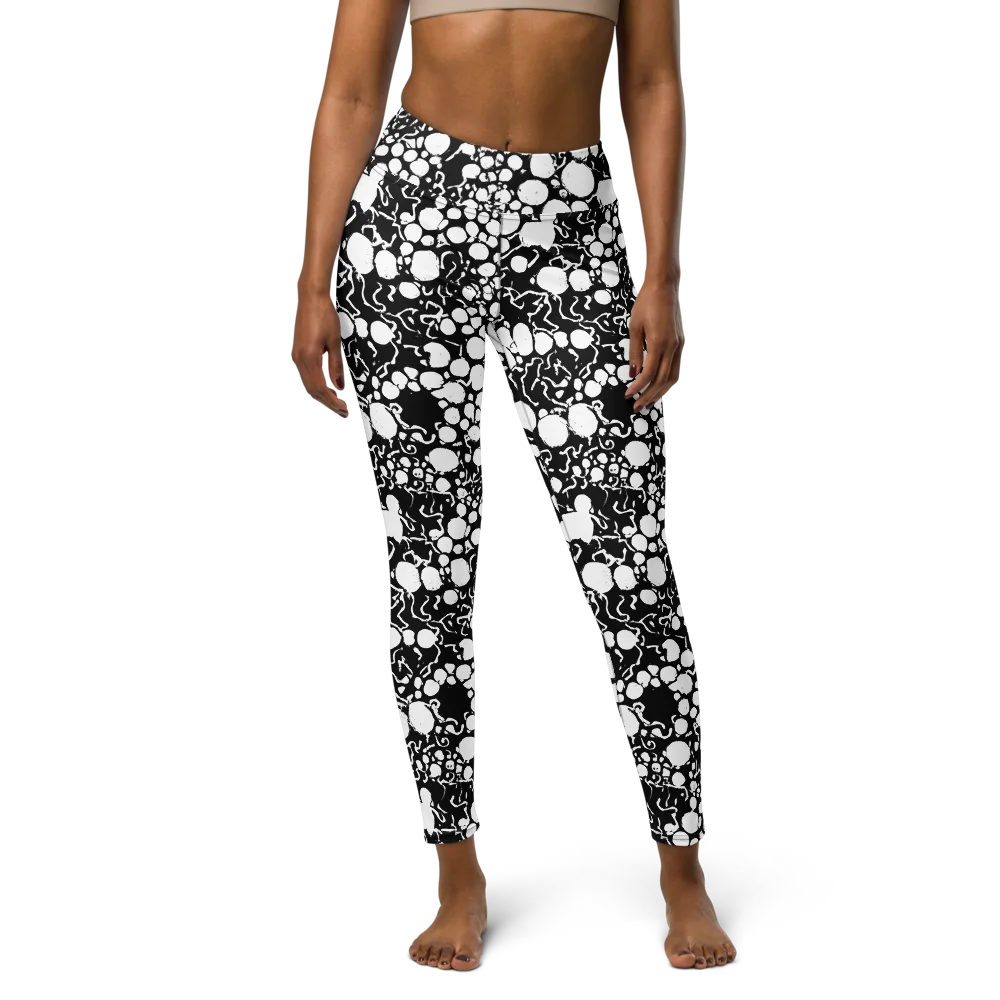 Ink Bubble Riot on Yoga Leggings — Front