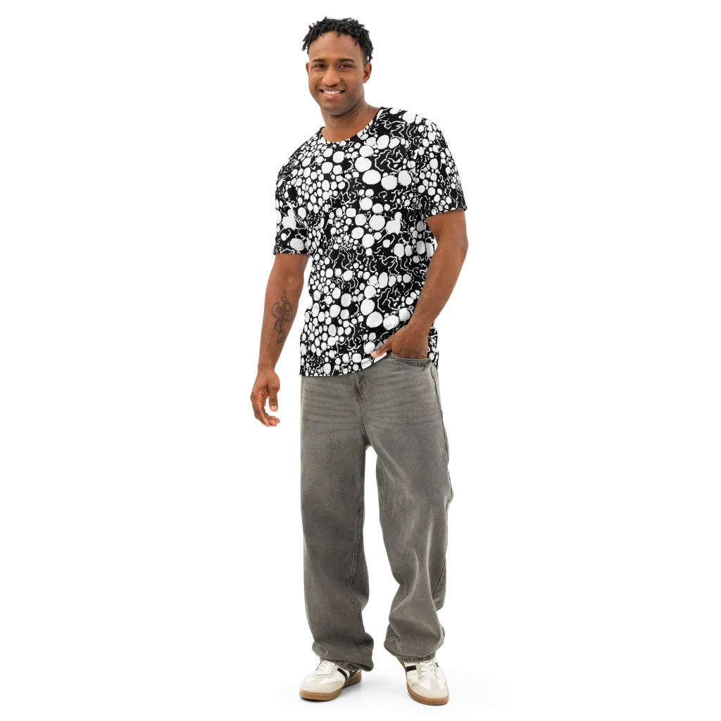 Ink Bubble Riot on Men's Cotton Crew Neck T-Shirt — Front