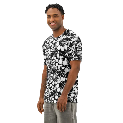 Ink Bubble Riot on a Men's Cotton Crew Neck T-Shirt