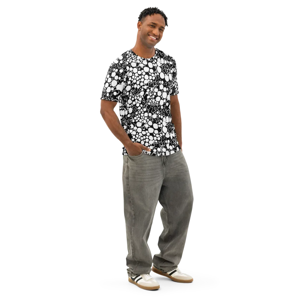 Ink Bubble Riot on Men's Cotton Crew Neck T-Shirt — Right Front