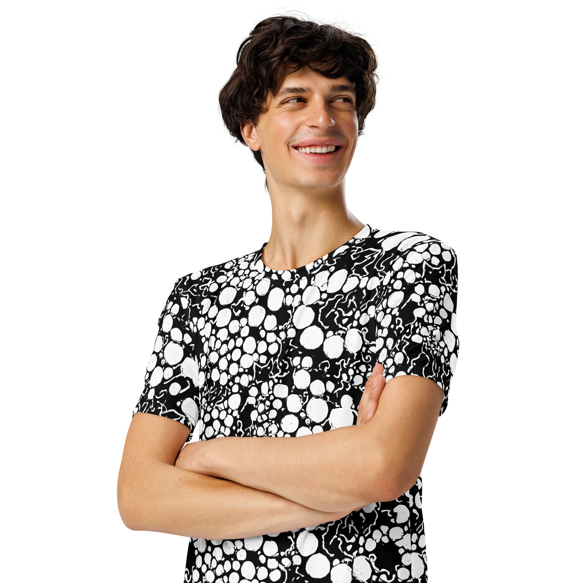 Ink Bubble Riot on Men's Crew Neck T-Shirt — Left Front