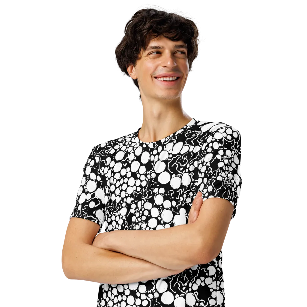 Ink Bubble Riot on Men's Crew Neck T-Shirt — Left Front