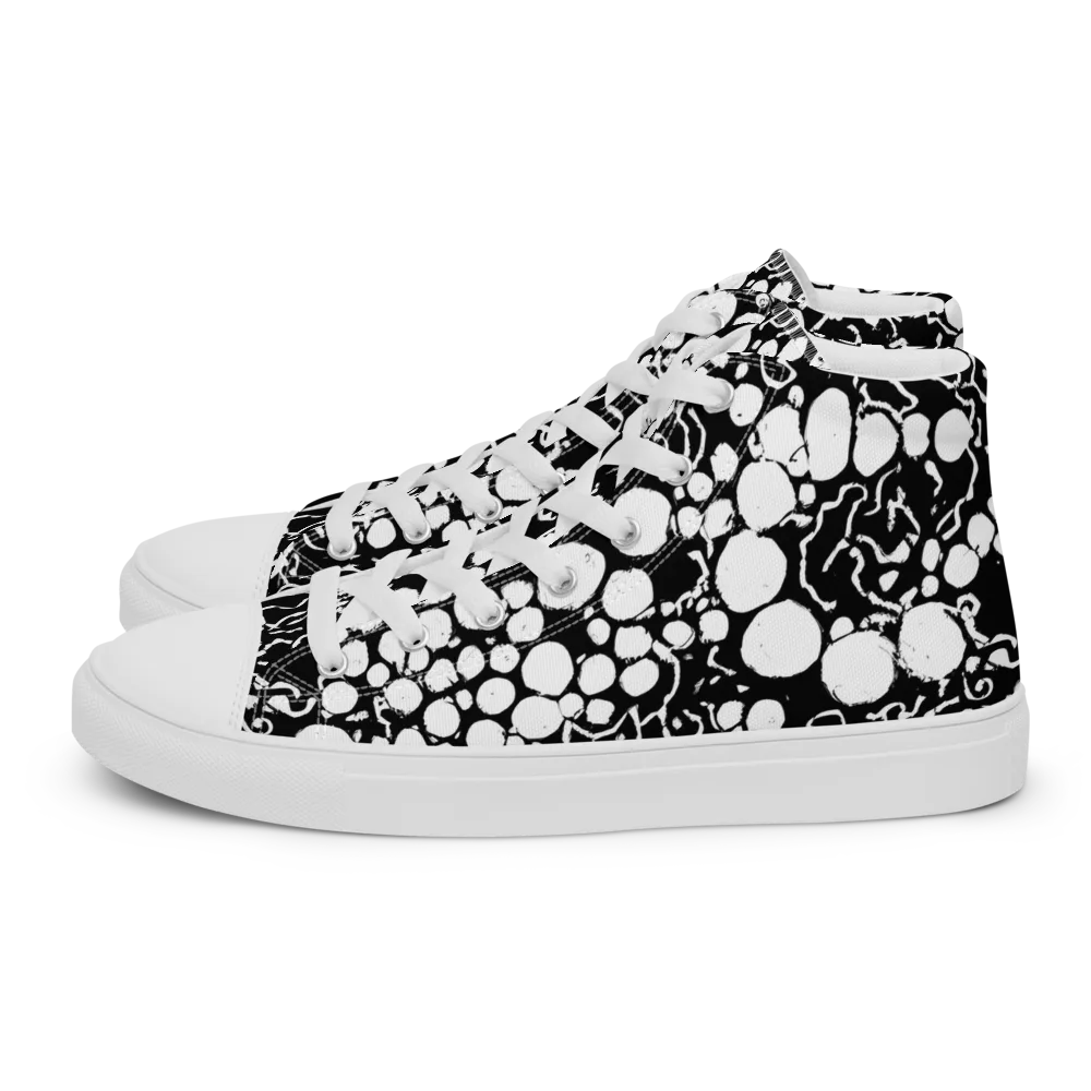 Ink Bubble Riot on Men's High Top Canvas Shoes — Left