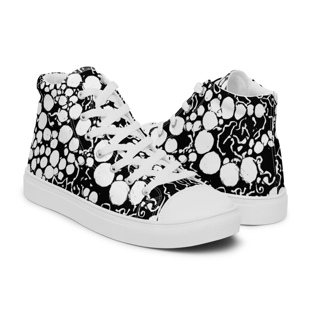 Ink Bubble Riot on Men's High Top Canvas Shoes — Right