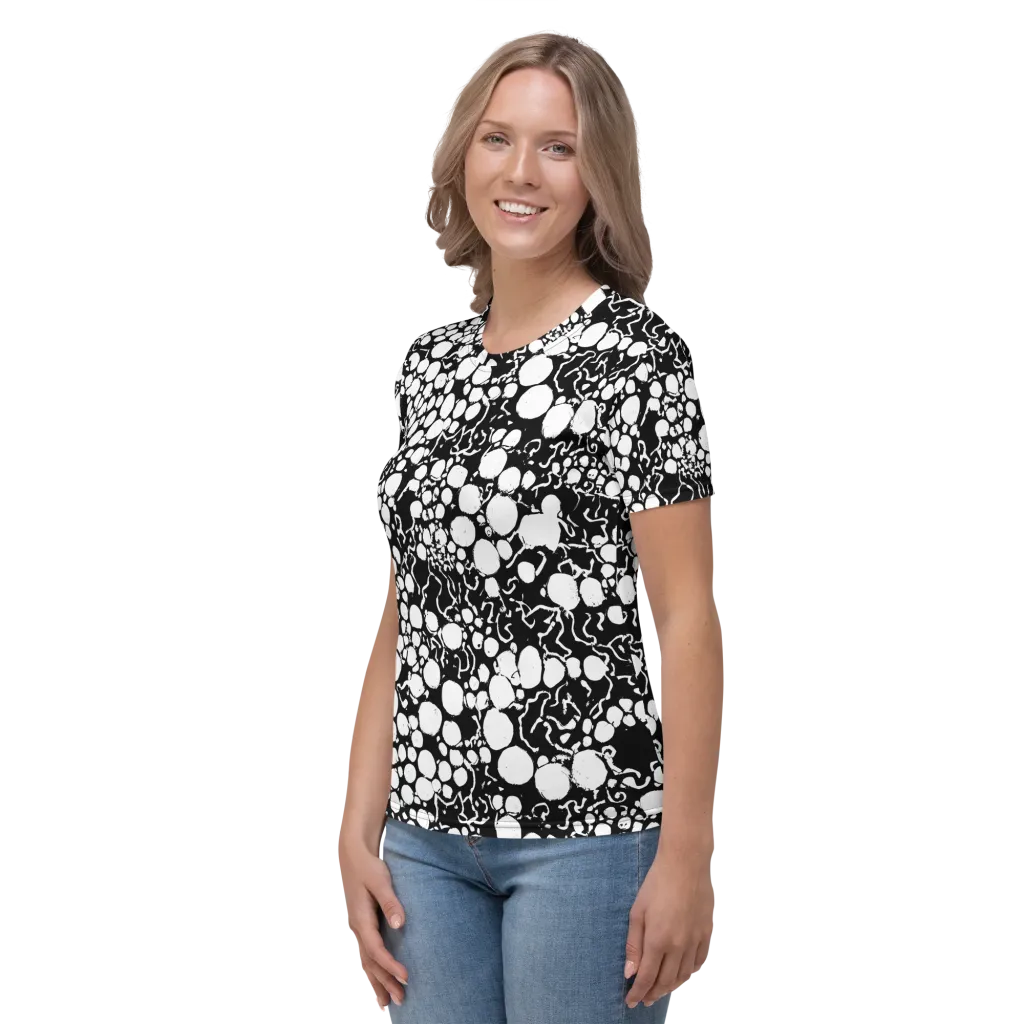 Ink Bubble Riot on Women's Crew Neck T-Shirt — Left