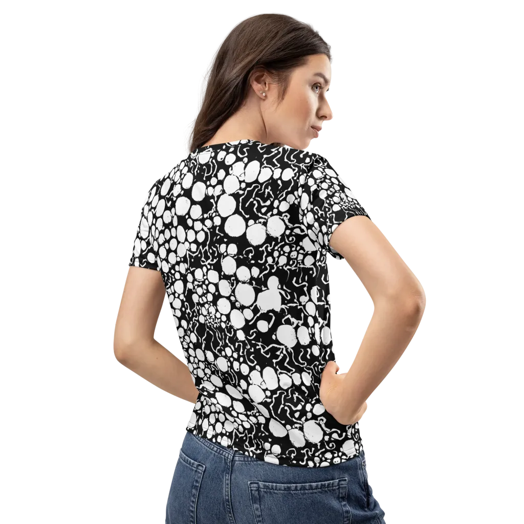 Ink Bubble Riot on Women's Crew Neck T-Shirt — Back