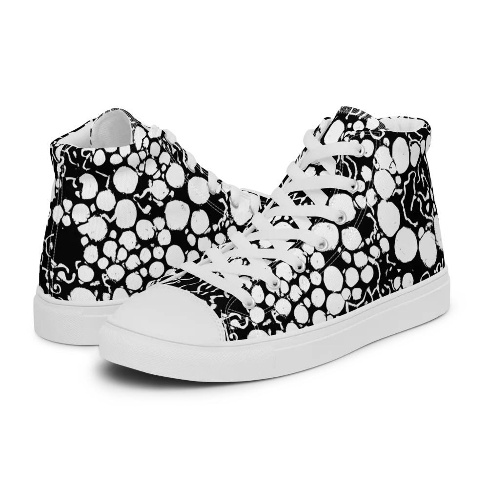 Ink Bubble Riot on Women's High Top Canvas Shoes — Left