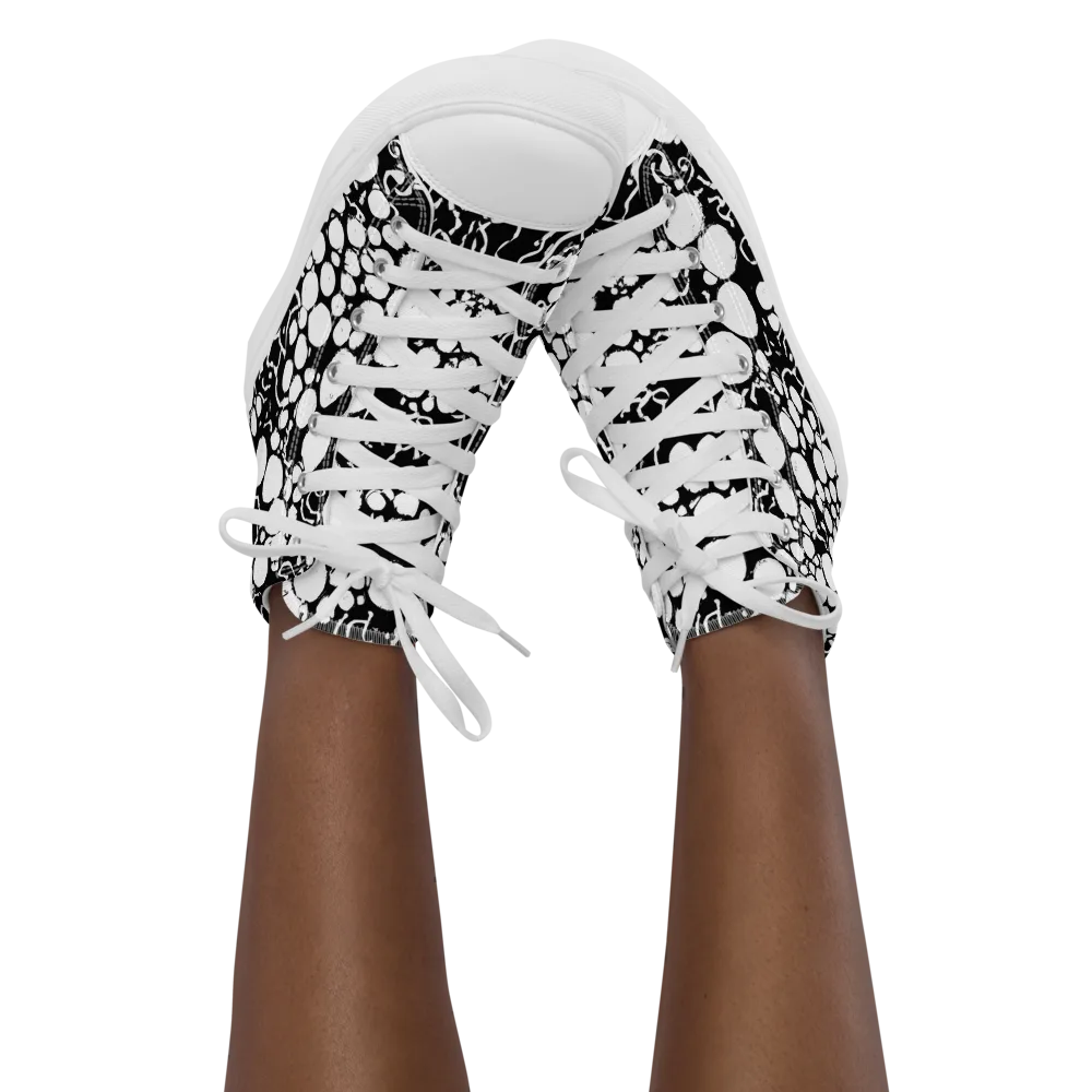 Ink Bubble Riot on Women's High Top Canvas Shoes — Front