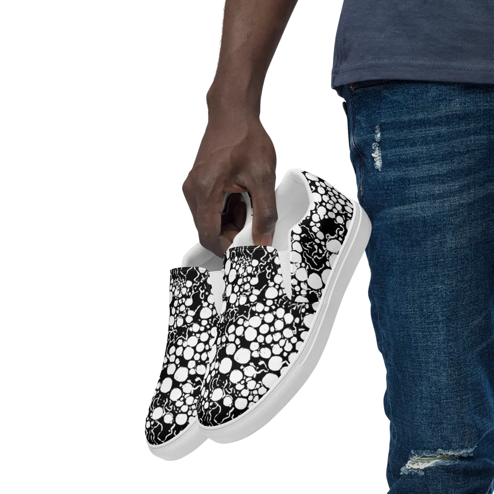 Ink Bubble Riot on Men's Slip-On Canvas Shoes — Left Front