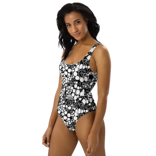 Ink Bubble Riot on a One-Piece Swimsuit