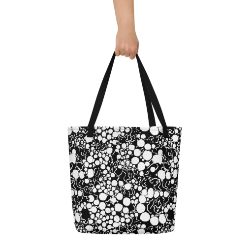 Ink Bubble Riot on a Large Tote Bag W/ Pocket