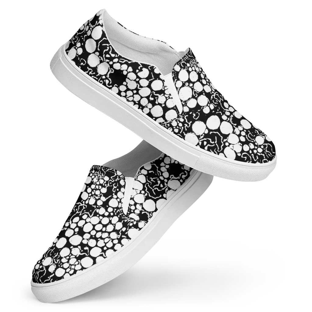 Ink Bubble Riot on Women's Slip-On Canvas Shoes — Front