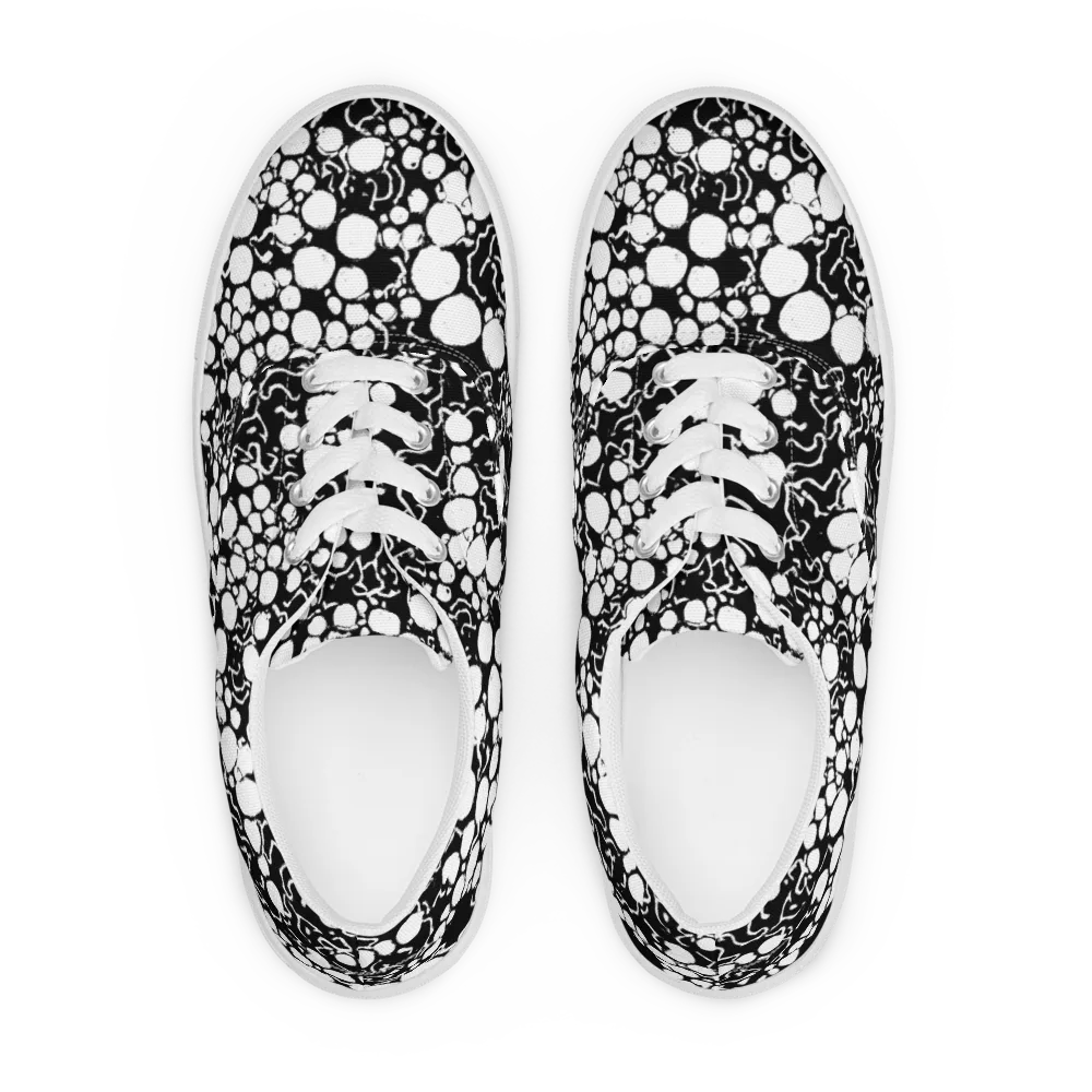 Ink Bubble Riot on Men's Lace-Up Canvas Shoes — Front