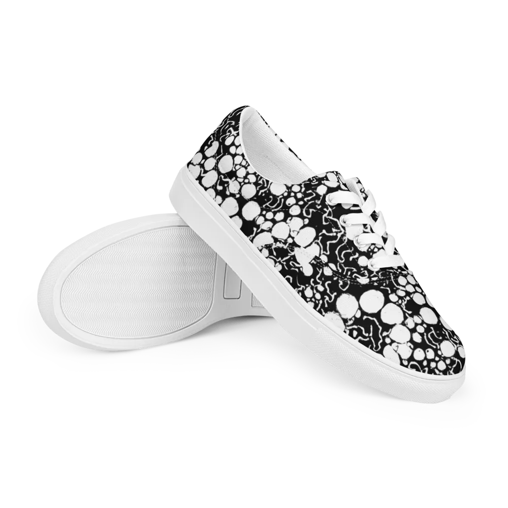 Ink Bubble Riot on Men's Lace-Up Canvas Shoes — Right Front