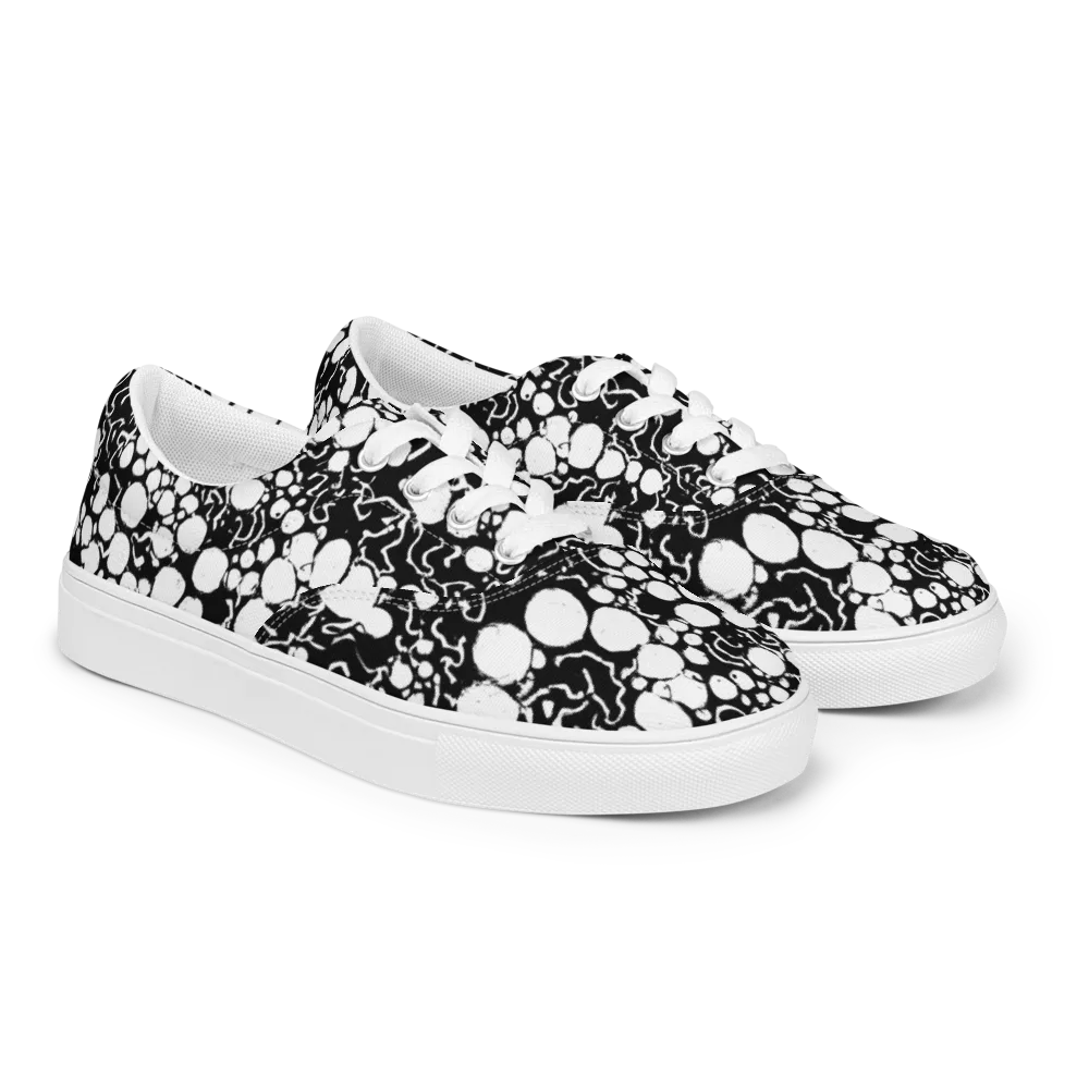 Ink Bubble Riot on Men's Lace-Up Canvas Shoes — Right Front