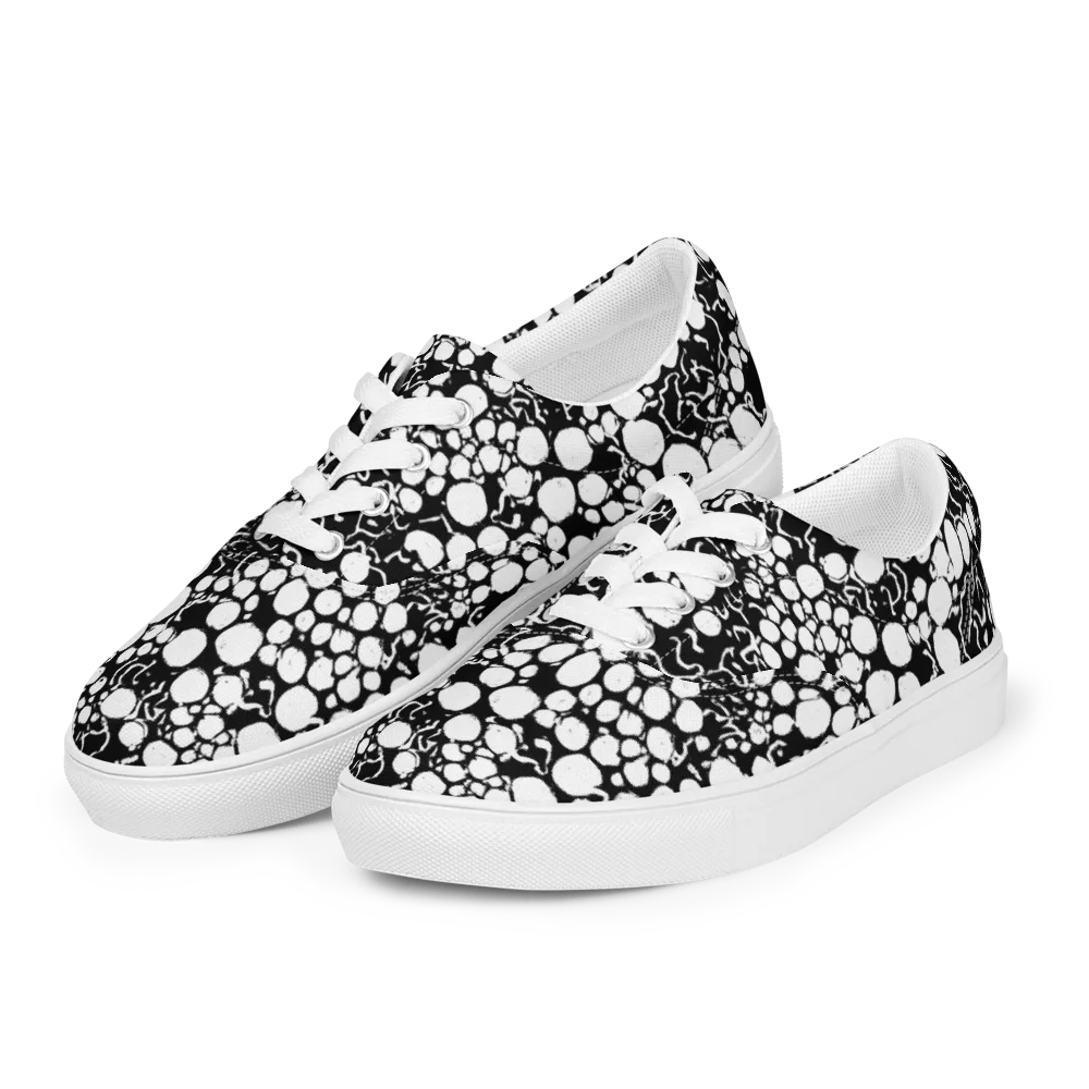Ink Bubble Riot on Men's Lace-Up Canvas Shoes — Left Front