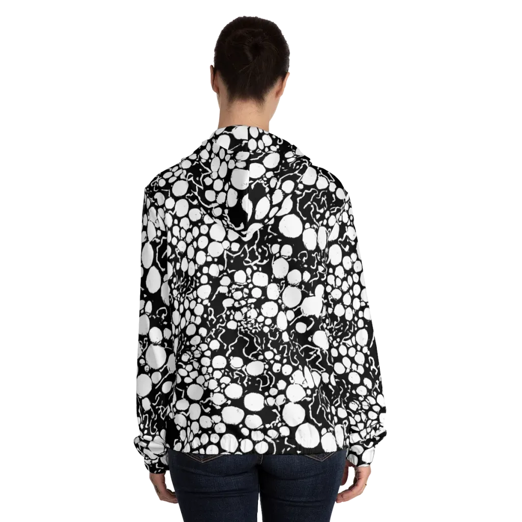 Ink Bubble Riot on Women's Full-Zip Hoodie — Back On Person