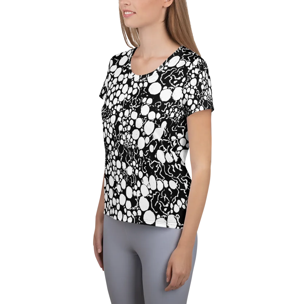 Ink Bubble Riot on Women's Athletic T-Shirt — Left