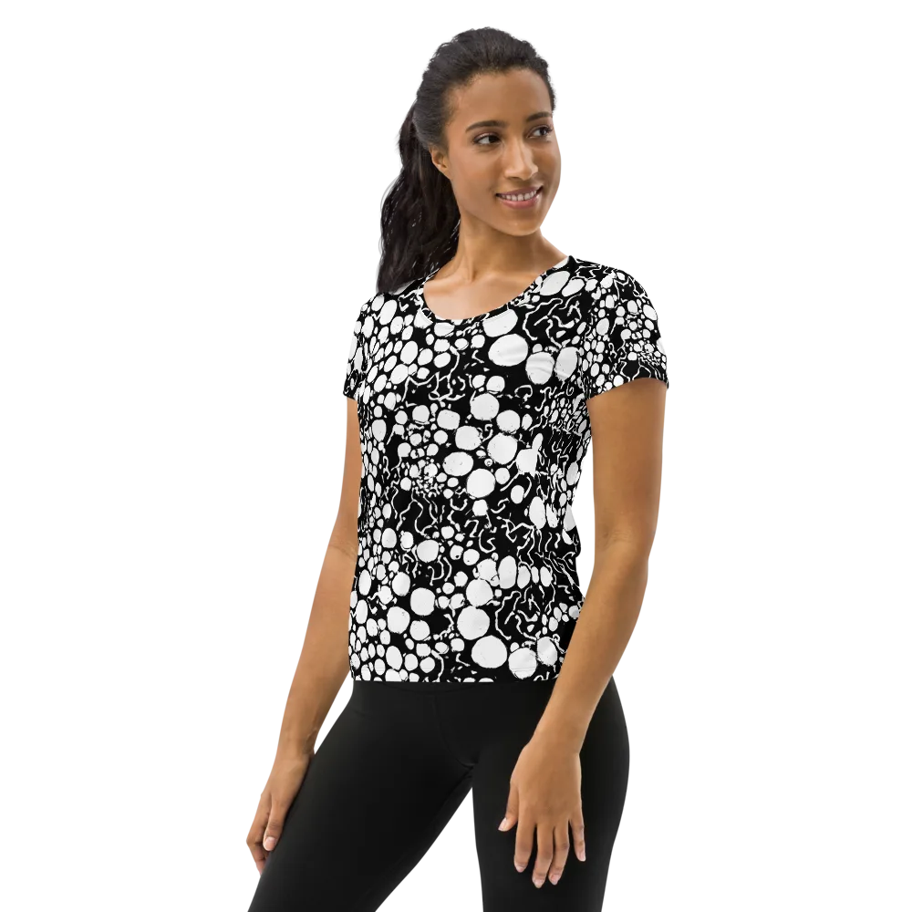 Ink Bubble Riot on Women's Athletic T-Shirt — Left