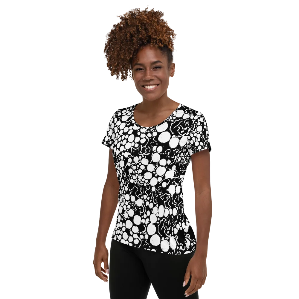 Ink Bubble Riot on Women's Athletic T-Shirt — Left