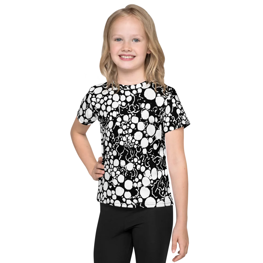 Ink Bubble Riot on Kids Crew Neck T-Shirt — Front