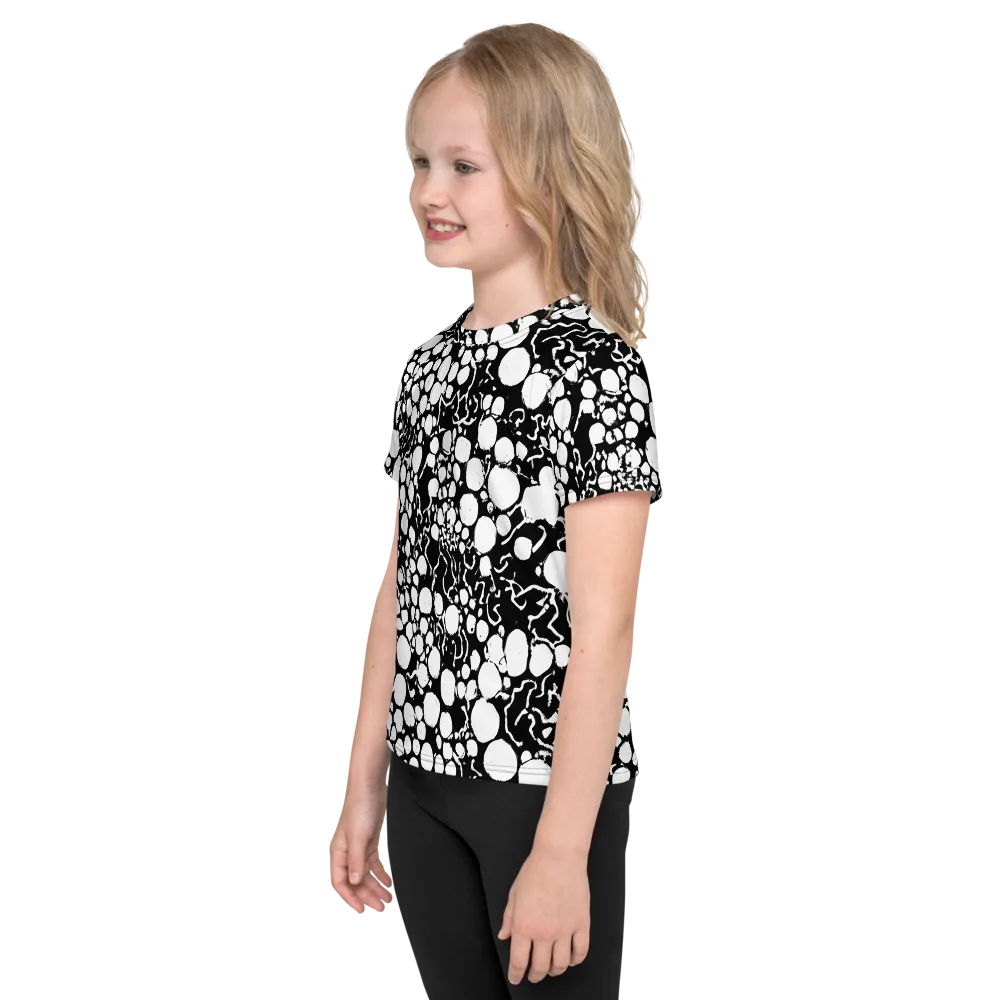 Ink Bubble Riot on Kids Crew Neck T-Shirt — Left