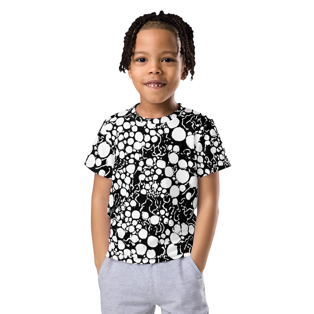 Ink Bubble Riot on Kids Crew Neck T-Shirt — Front