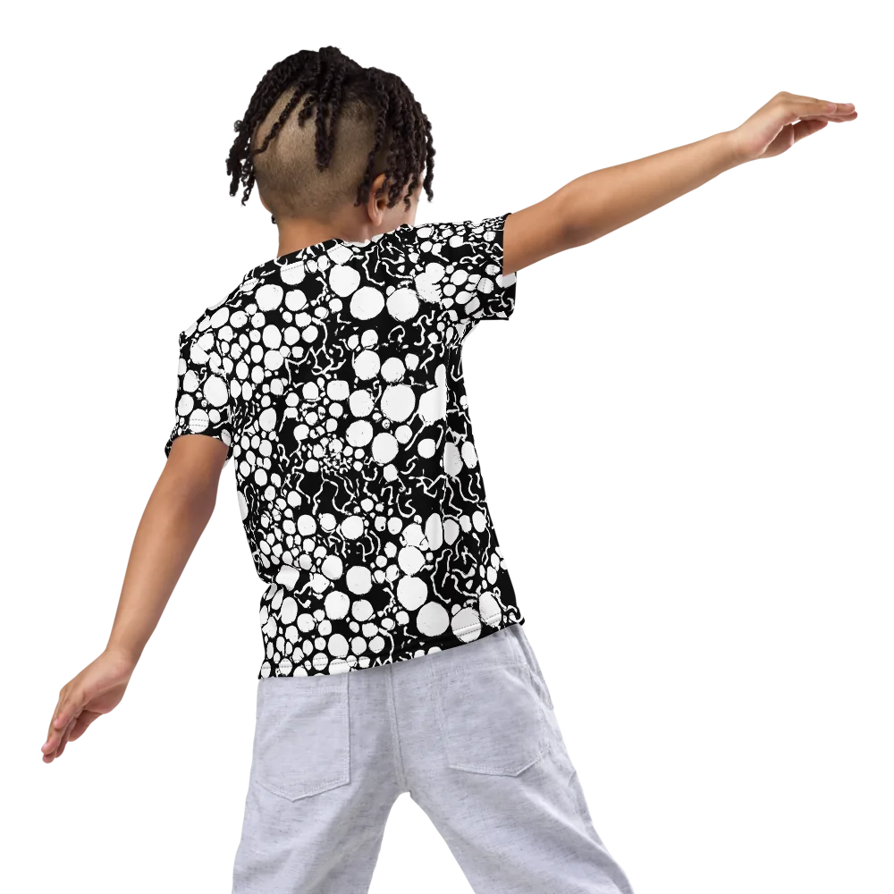 Ink Bubble Riot on Kids Crew Neck T-Shirt — Back
