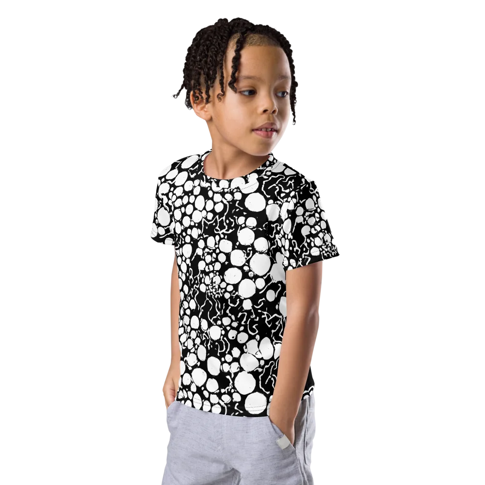 Ink Bubble Riot on Kids Crew Neck T-Shirt — Left Front