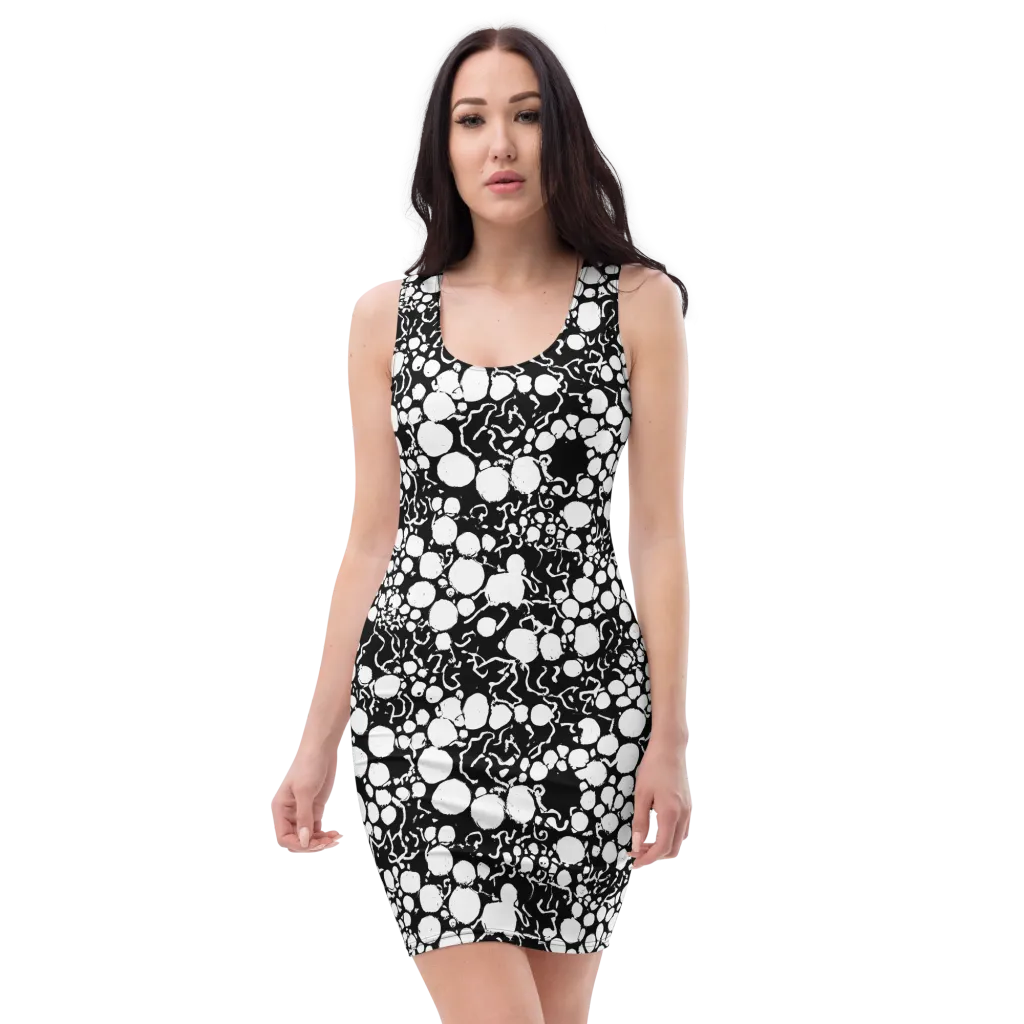 Ink Bubble Riot on Bodycon Dress — Front