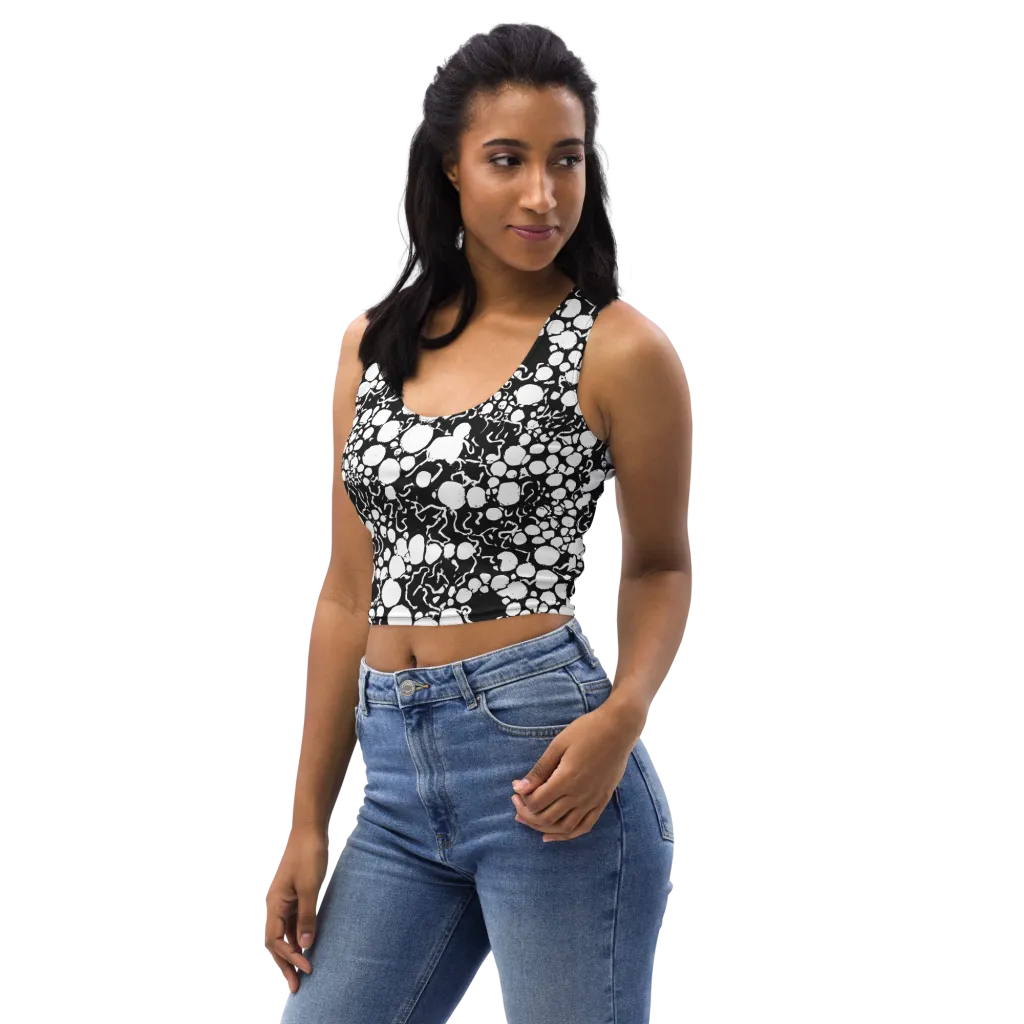 Ink Bubble Riot on Crop Top — Left Front
