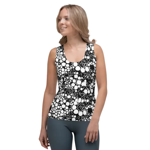 Ink Bubble Riot on a Women's Tank Top