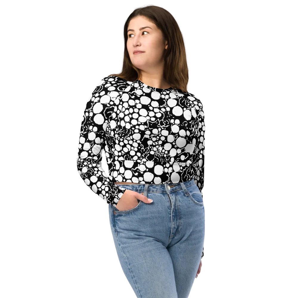 Ink Bubble Riot on Long Sleeve Crop Top — Front