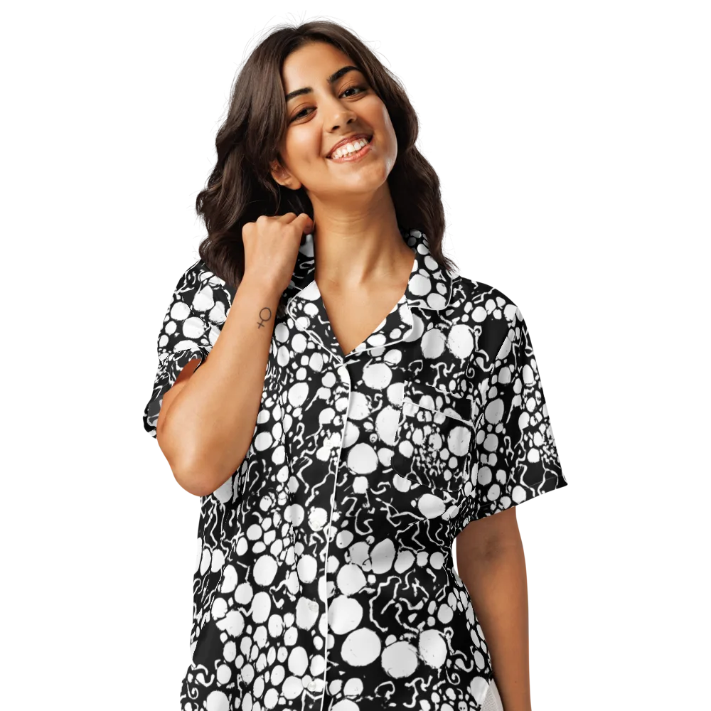 Ink Bubble Riot on Women's Short Sleeve Pajama Top — Front