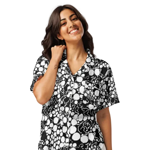 Ink Bubble Riot on a Women's Short Sleeve Pajama Top