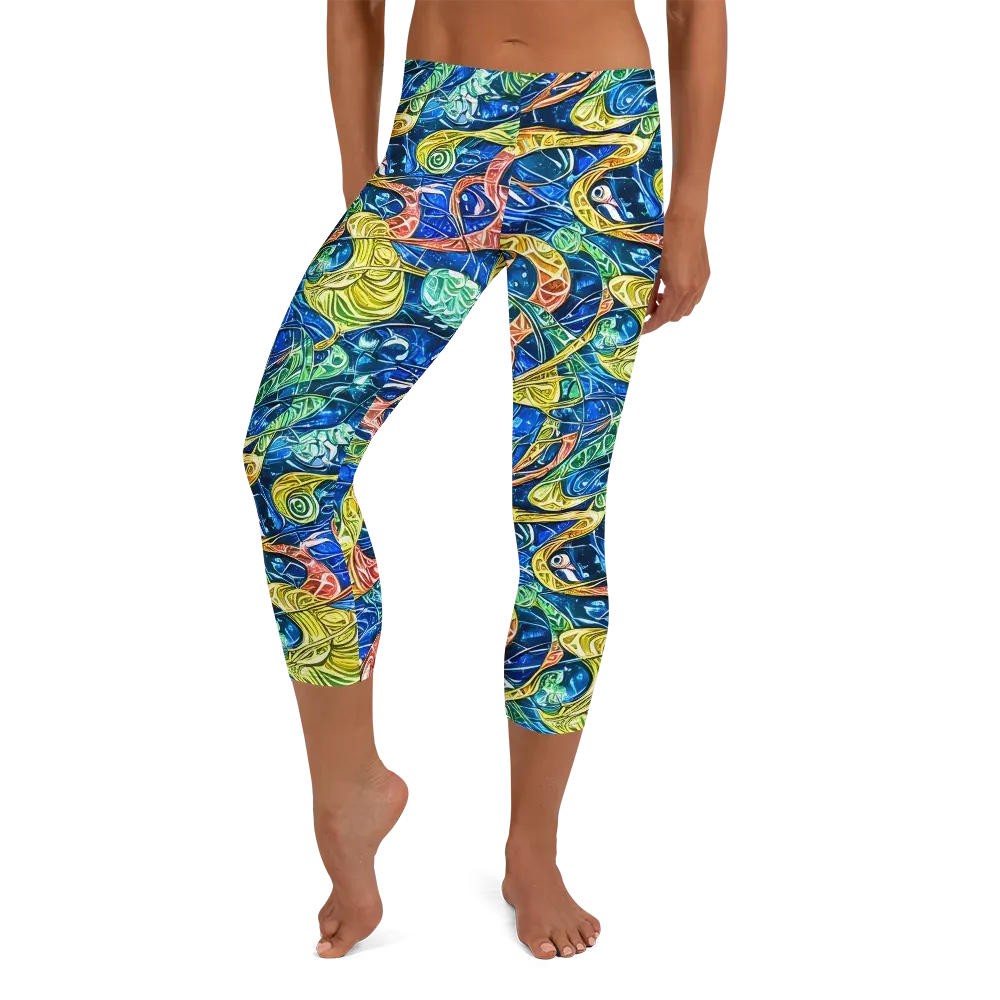 Sonic Tide on Capri Leggings — Front