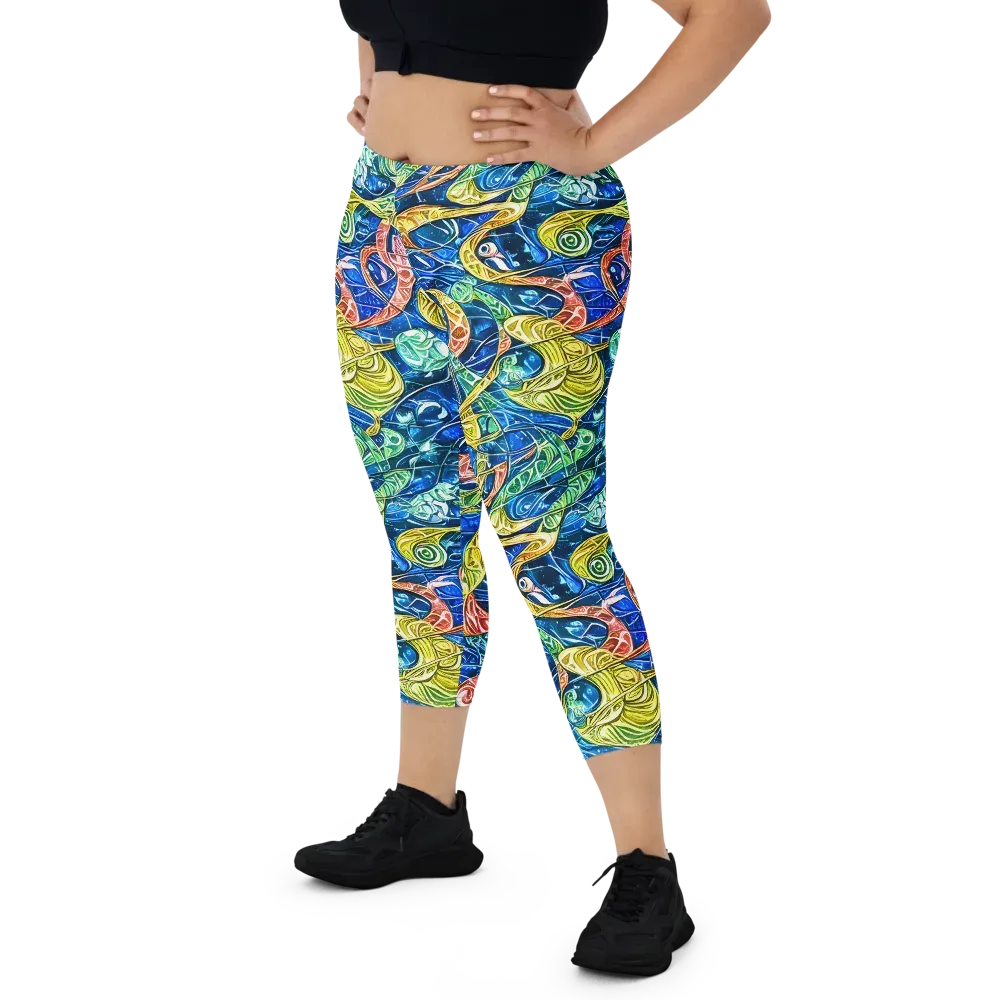Sonic Tide on Capri Leggings — Front