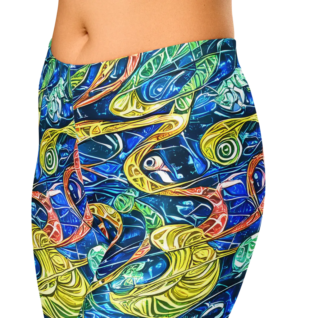 Sonic Tide on Capri Leggings — Zoomed-in