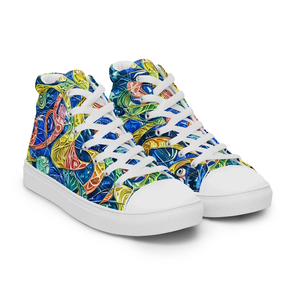 Sonic Tide on Men's High Top Canvas Shoes — Right Front