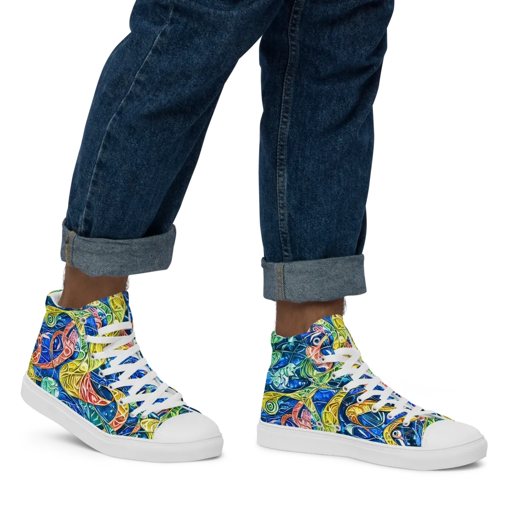 Sonic Tide on Men's High Top Canvas Shoes — Right