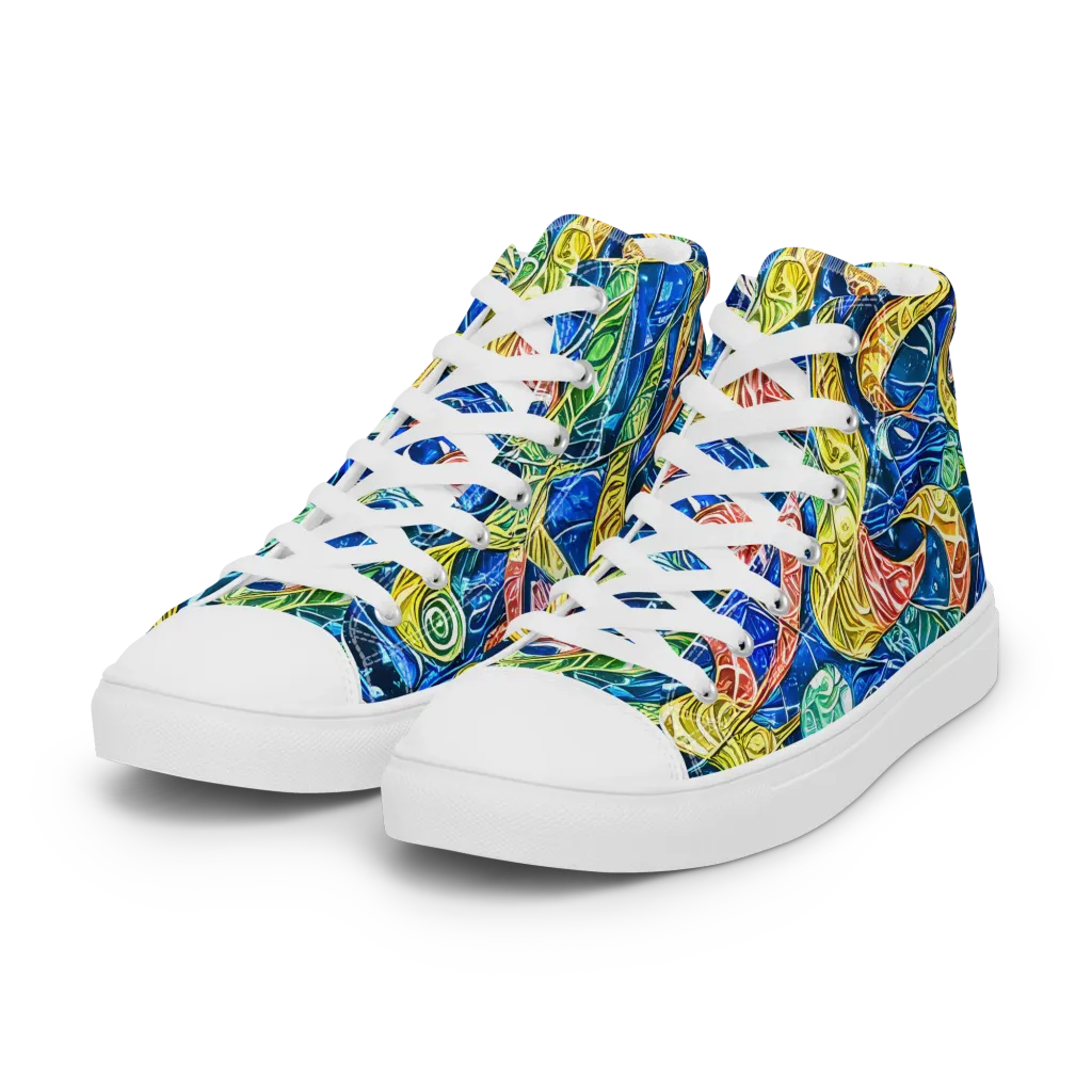 Sonic Tide on Women's High Top Canvas Shoes — Left Front